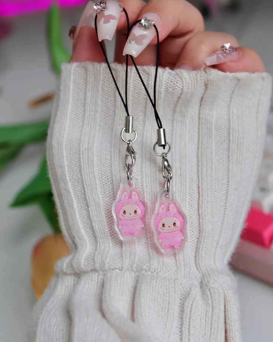 Pink Labubu Phone Charm
