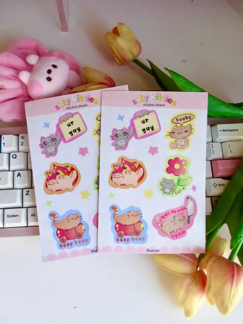 Silly Kitties Waterproof Sticker Sheet